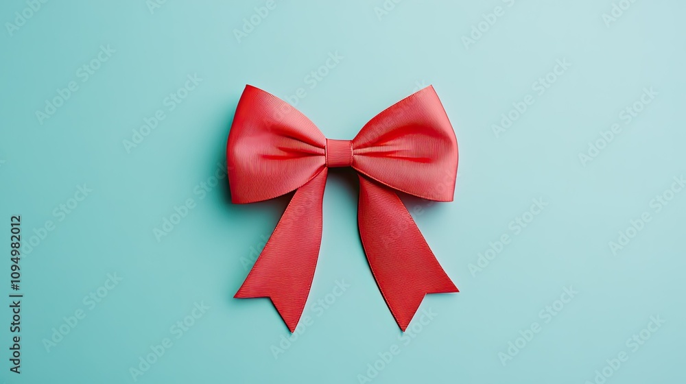 Elegant Red Bow With Ribbon on Soft Blue Background Perfect for Decorating Gifts, Festive Occasions, and Celebrations Bringing Joy and Elegance to Any Presentation Elegant Red Bow With Ribbon on Soft Blue Background Perfect for Decorating Gifts, Festive Occasions, and Celebrations Bringing Joy and Elegance to Any Presentation