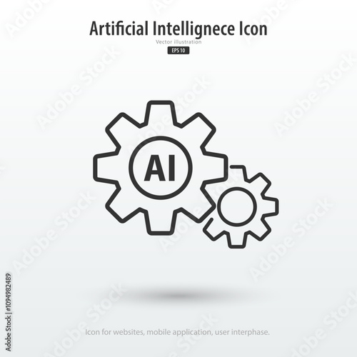 Gear smart AI icon. Artificial intelligence and digital technology. Innovation and business. Icon element for application and web. Vector illustration.