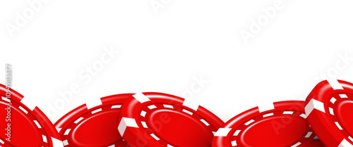 Seamless border of red and black chips. Chips border. Vector illustration