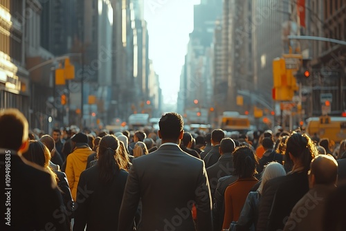 African American Businessman Commutes Downtown City Shadow