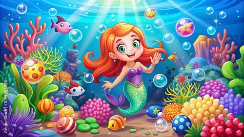 Engaging Educational Game for Children Featuring a Mermaid Matching Activity in a Vibrant Underwater World - Perfect for Learning and Fun photo