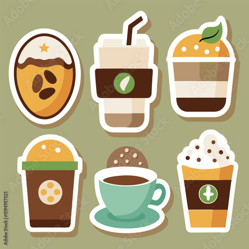 Adorable and Playful Coffee Stickers Collection Featuring Various Beverages to Brighten Up Your Crafts and Creative Projects Effortlessly