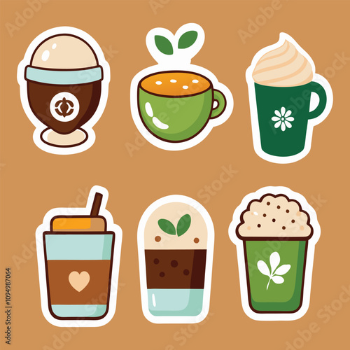 Delightful Collection of Whimsical Coffee and Tea Stickers Featuring Adorable Designs Perfect for Enhancing Your Creative Projects and Invitations