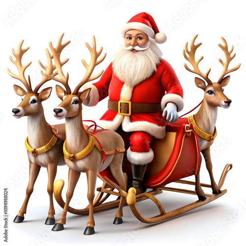 a santa claus is on a sleigh with a reindeer on it4 photo