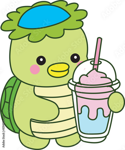 Kawaii japanese mythology Kappa sticker cute.
Cute kappa mascot ghost japanese.