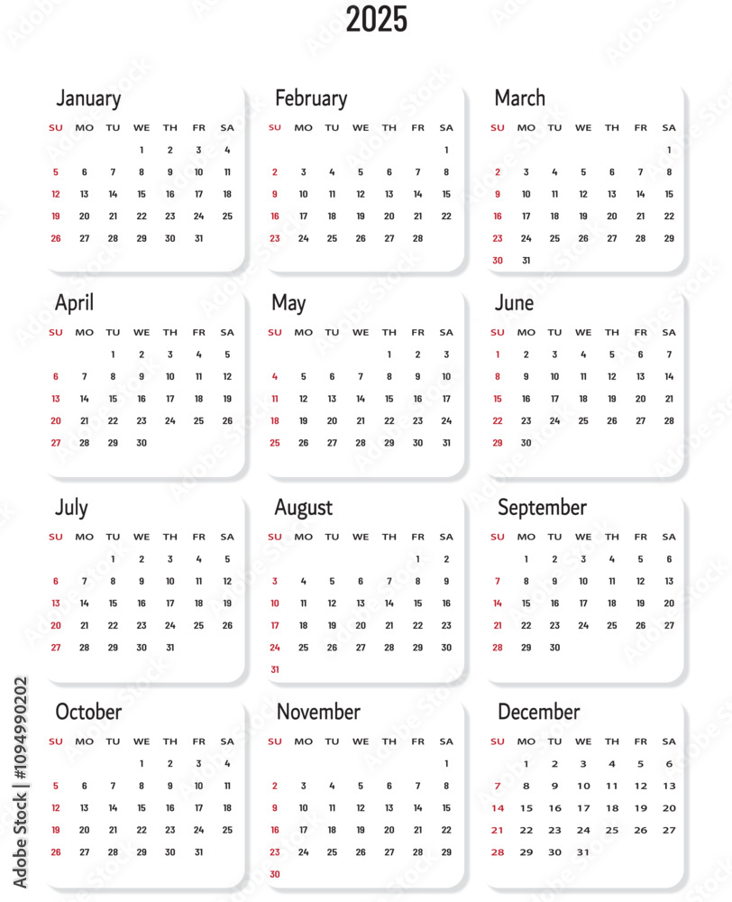 calendar for 2025 vector design calendar for 2025 vector design
