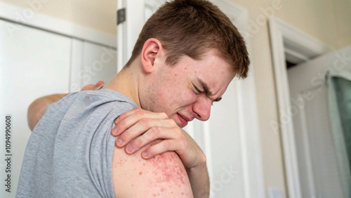 distressing reality of skin conditions, as seen through the inflamed and irritated skin on a person’s arm.