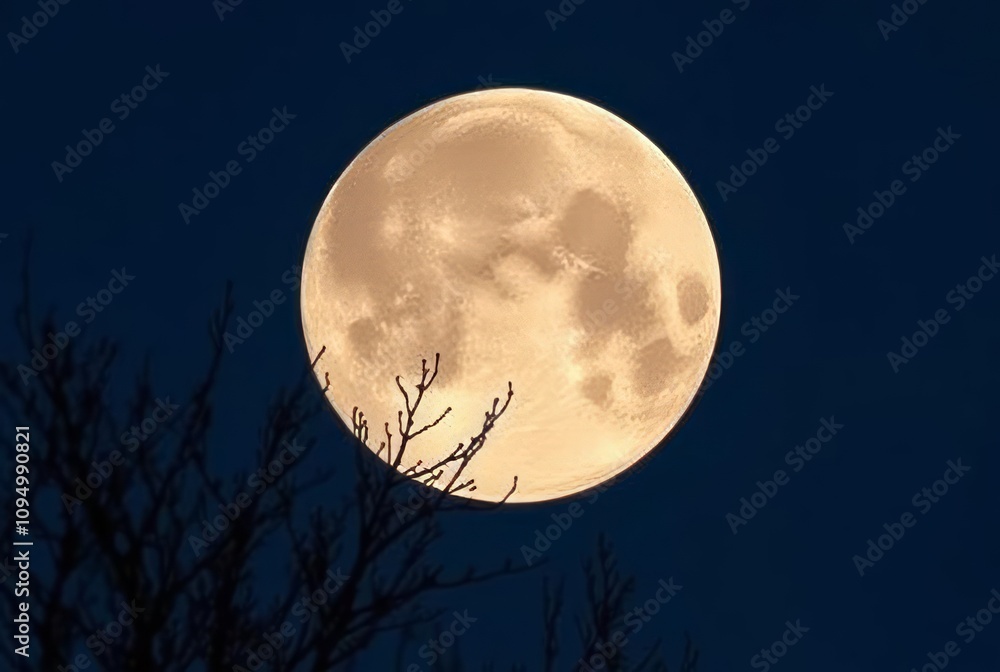 Naklejka premium Worm Supermoon A supermoon that occurs in March named after the