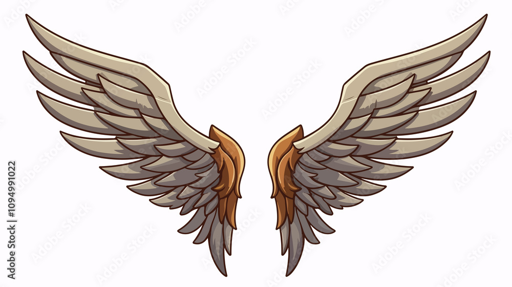 Fototapeta premium Vintage Wing Symbol Cartoon Vector Illustration