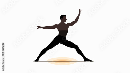 Dynamic Reverse Warrior Pose Yoga Workout Silhouette