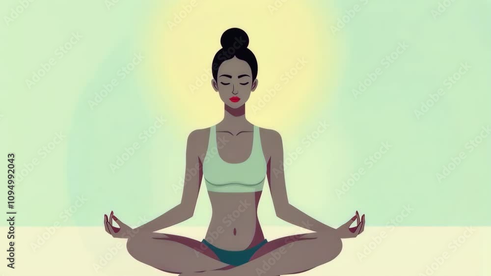 An Animation of Yoga Instructor in Meditative Pose with Calm Mudra An Animation of Yoga Instructor in Meditative Pose with Calm Mudra