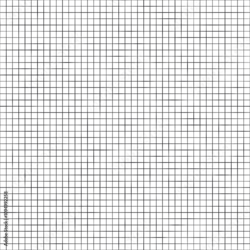 Seamless abstract geometric pattern with a simple grid of little black squares on a white background. Irregular thin lines. Vector illustration.