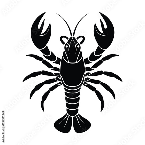 Lobster vector silhouette with white background