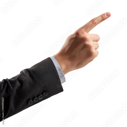 Hand pointing finger, isolated transparent background image