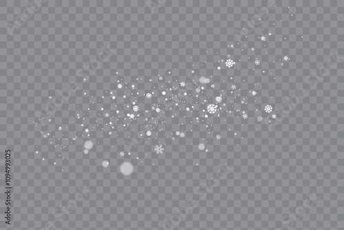 White png dust light. Bokeh light lights effect background. Christmas background of shining dust Christmas glowing light bokeh confetti and spark overlay texture for your design.