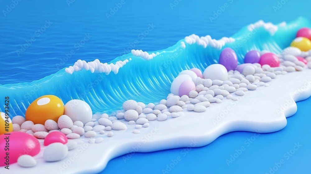 3D Coastline with Waves and Smooth Pebbles 3D Coastline with Waves and Smooth Pebbles