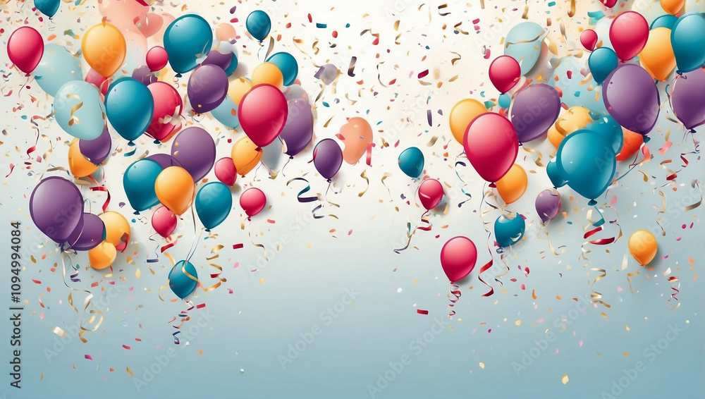 Birthday Background with Balloons and Confetti Birthday Background with Balloons and Confetti