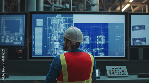 worker using industrial automation program