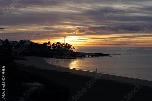 sunrise, playa grande, puerto del carmen, november 2024, sonya6000, beach, volcanic islands, black rocks, atlantic ocean photo