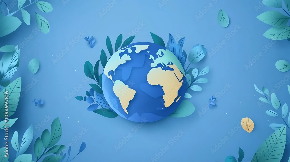 Obraz premium Eco Friendly Ozone Day Theme with Clean Blue Atmospheric Visuals of Planet Earth Globe Sustainable Renewable Energy and Environmental Protection Concept