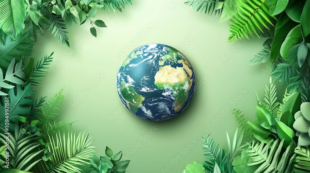 Eco Friendly Planet Earth Framed by Lush Natural Foliage Trees and Vegetation for Ozone Day Environmental Protection Sustainability and Renewable Energy Concept Eco Friendly Planet Earth Framed by Lush Natural Foliage Trees and Vegetation for Ozone Day Environmental Protection Sustainability and Renewable Energy Concept