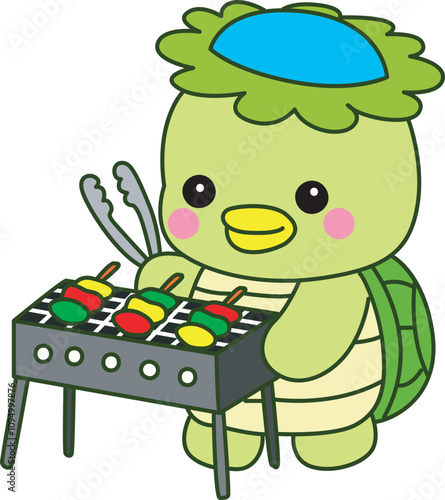 Kawaii japanese mythology Kappa sticker cute.
Cute kappa mascot ghost japanese.