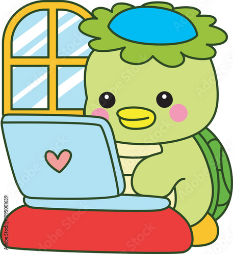 Kawaii japanese mythology Kappa sticker cute.
Cute kappa mascot ghost japanese.