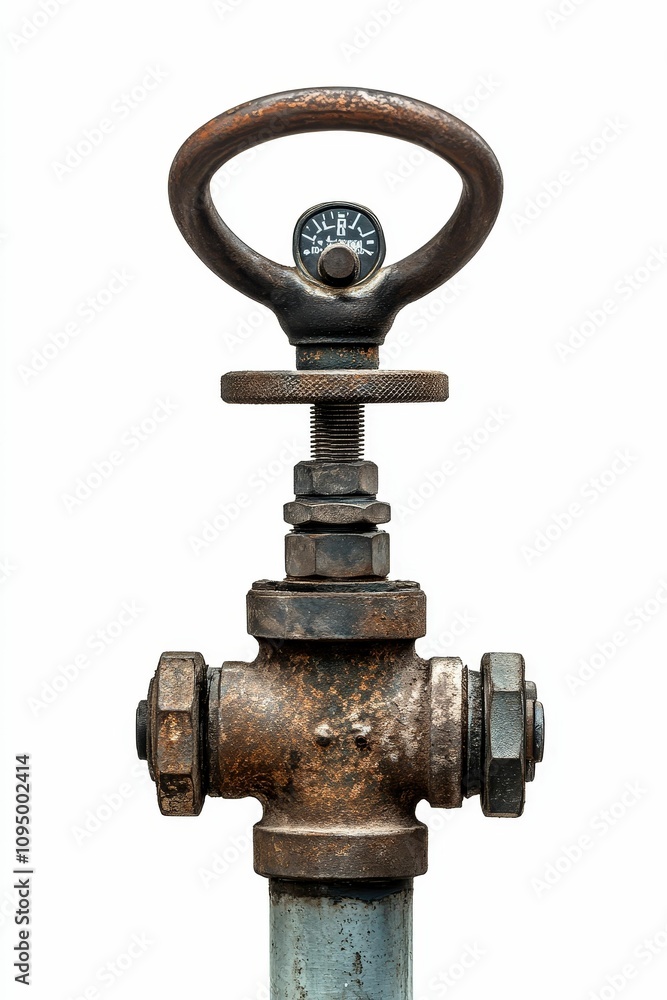 Rusty industrial valve with gauge. Rusty industrial valve with gauge.