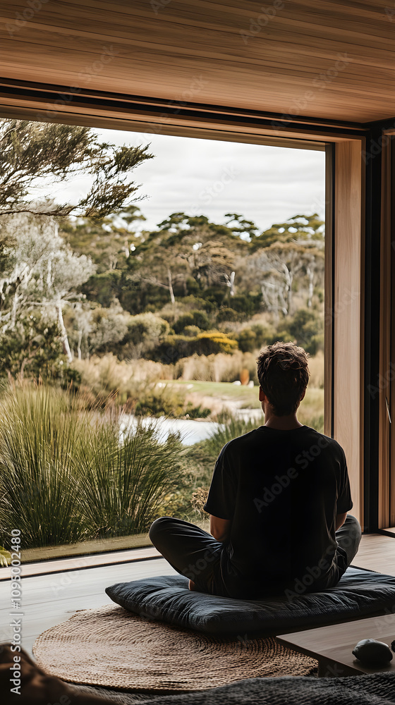 A lone individual sitting in a quiet room, gazing out of a window, reflecting a sense of solitude and introspection. The peaceful atmosphere, combined with soft lighting, emphasizes the calmness and t A lone individual sitting in a quiet room, gazing out of a window, reflecting a sense of solitude and introspection. The peaceful atmosphere, combined with soft lighting, emphasizes the calmness and t