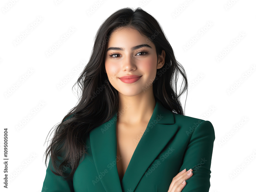 Confident woman in green suit, portrait of professionalism and determination confident Confident woman in green suit, portrait of professionalism and determination confident