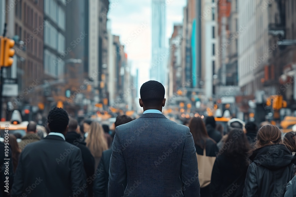Anonymous Businessman Amidst Urban Rush Hour Blur Anonymous Businessman Amidst Urban Rush Hour Blur