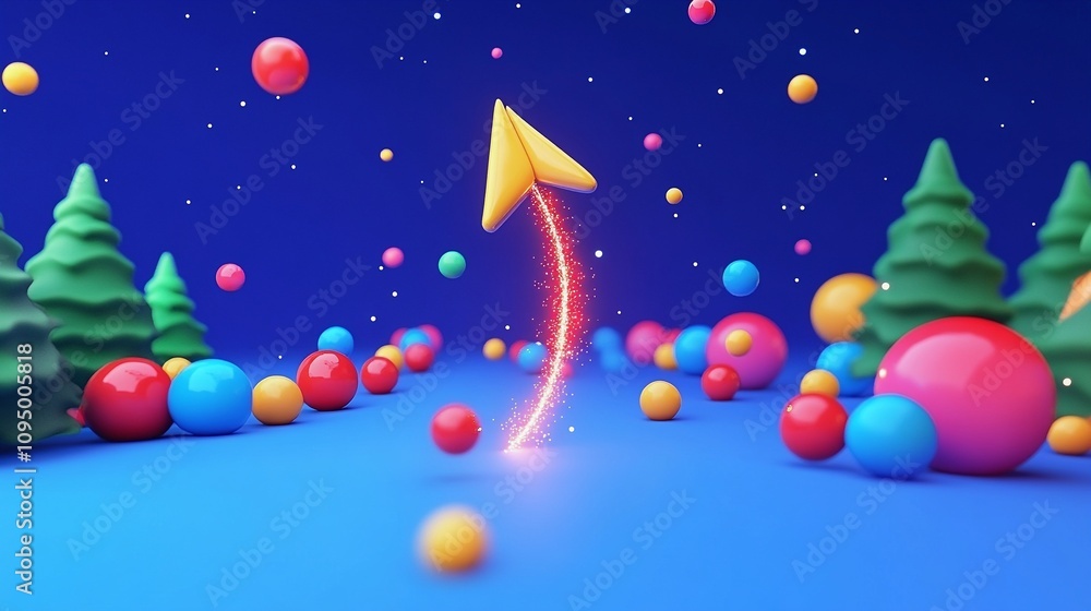 Fototapeta premium Arrow of Light Particles Rising into the Cosmos in 3D Render