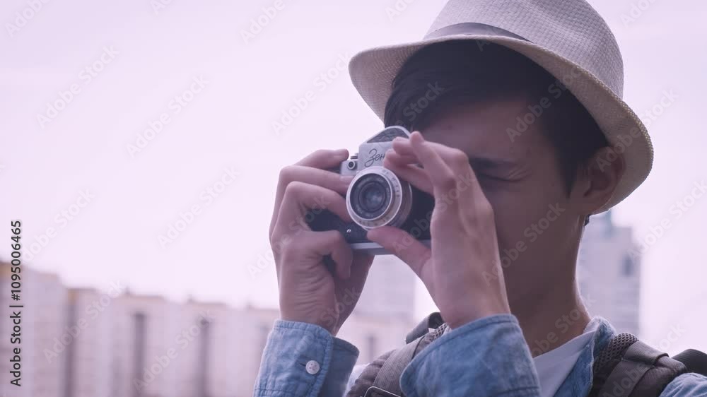 City Exploration: Boy Using a Camera to Discover and Photograph Hidden Gems City Exploration: Boy Using a Camera to Discover and Photograph Hidden Gems