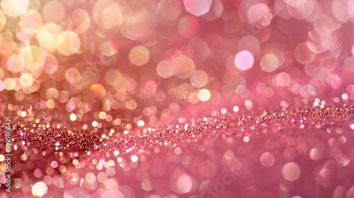 A shimmering background of pink and gold bokeh lights, perfect for festive or celebratory themes.