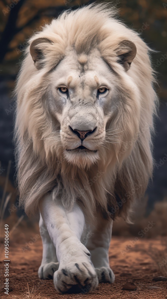 Rare Elegant White Lion Photographed in its Natural Habitat Rare Elegant White Lion Photographed in its Natural Habitat
