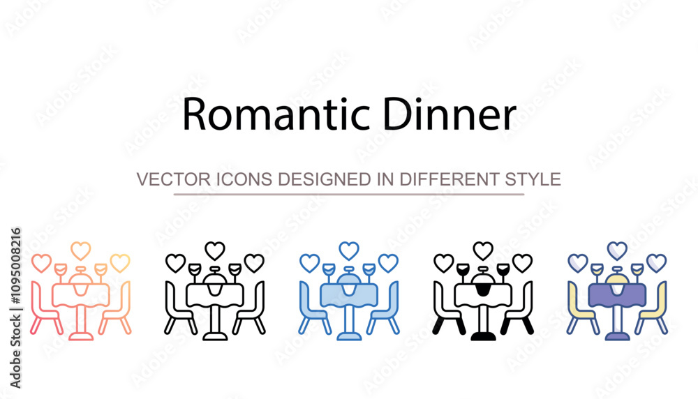 Romantic Dinner icon design with white background stock illustration Romantic Dinner icon design with white background stock illustration