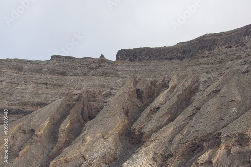 View on Famara cliffs from the ferry, La Graciosa, canary islands, lanzarote, volcanic rocks, november 2024, holiday, nature, mountain, volcanic island, wild birds photo