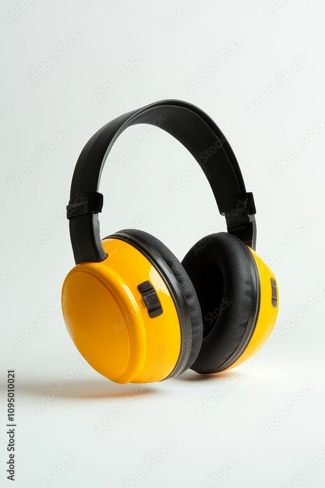 Yellow and black noise-canceling headphones. Yellow and black noise-canceling headphones.