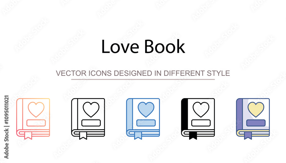 Love Book icon design with white background stock illustration Love Book icon design with white background stock illustration