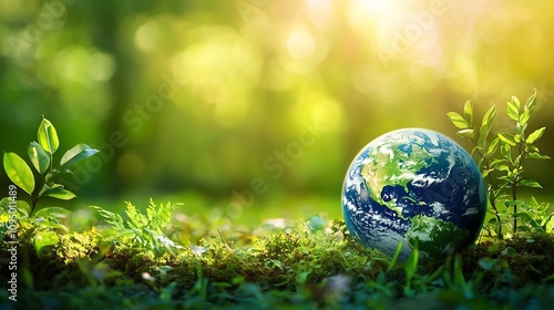 Ozone Awareness Day Visuals Featuring a Glowing Earth Globe Surrounded by an Eco Friendly Atmosphere Design Highlighting the Importance of Environmental Conservation and Sustainability