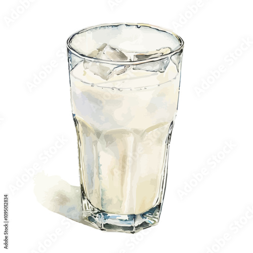 A watercolor drawing of Plain Milk, isolated on a white background. Plain Milk vector.