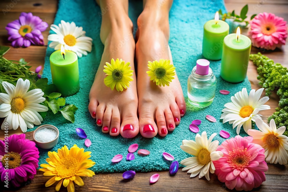 Immaculately Clean Feet in Macro Photography, Showcasing Soft Skin, Perfectly Manicured Toenails, and Refreshing Foot Care Products for a Healthy Lifestyle Immaculately Clean Feet in Macro Photography, Showcasing Soft Skin, Perfectly Manicured Toenails, and Refreshing Foot Care Products for a Healthy Lifestyle