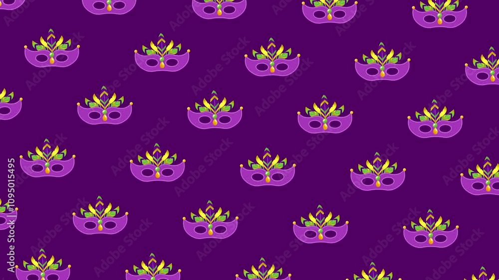 Mardi Gras Animated Loop Background with Mask Mardi Gras Animated Loop Background with Mask