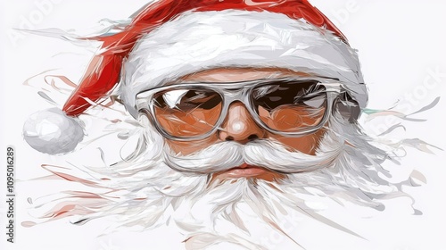 Wallpaper Mural Cool Santa Claus with sunglasses, a stylish Christmas illustration.  Red and white color palette. Torontodigital.ca