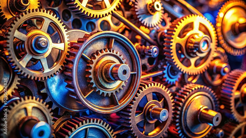 Intricate Gears Graphic: A Close-Up Documentary Photography of Industrial Mechanisms Showcasing the Complexity of Gear Systems in Motion and Their Role in Engineering Innovations Intricate Gears Graphic: A Close-Up Documentary Photography of Industrial Mechanisms Showcasing the Complexity of Gear Systems in Motion and Their Role in Engineering Innovations
