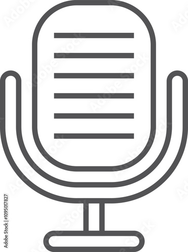 Microphone line icon. Audio record tool. Sound device