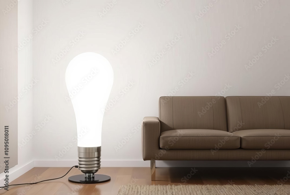 Bulb Shaped Floor Lamp A futuristic floor lamp resembling a ligh Bulb Shaped Floor Lamp A futuristic floor lamp resembling a ligh