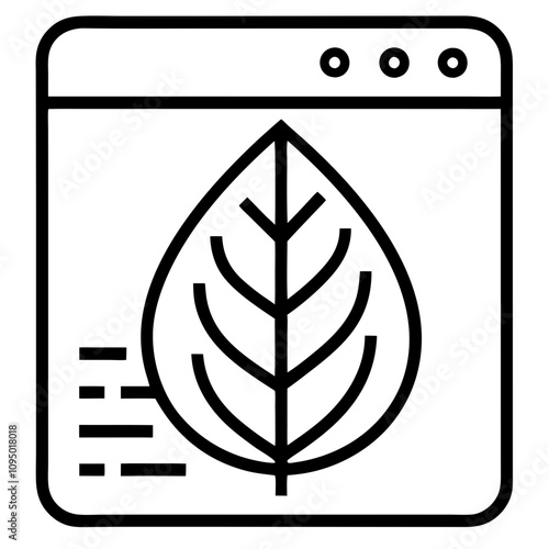 Icon of a browser window featuring a leaf, representing digital eco-initiatives and sustainability online