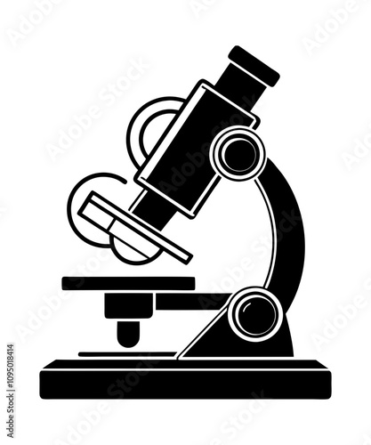 Microscope silhouette black logo vector illustration