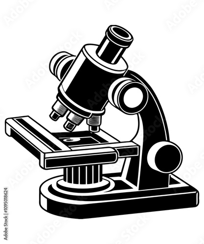 Microscope silhouette black logo vector illustration